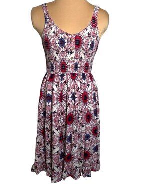 Japna Boho Print Mini Dress Sleeveless Fit Flare Lightweight Size S